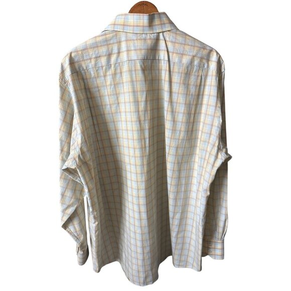 Lacoste Men's Casual Button Down Shirt - Yellow and Blue Plaid - Picture 3 of 5